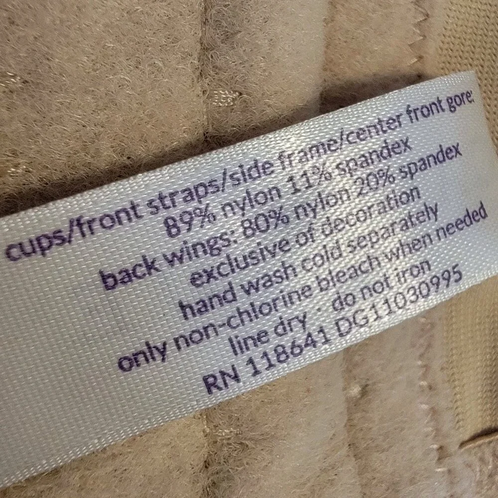 Cacique Bra 42DDD Smooth Boost‎ Plunge Beige With White Lace